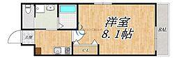 リアコート北田辺 1Kの間取図画像