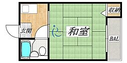 ワン・プレイス平野南 1Kの間取図画像