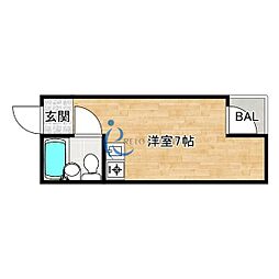 ビューパレー小路 ワンルームの間取図画像