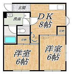 フリード平野 2DKの間取図画像