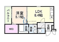 大阪市東住吉区今川7丁目アパート 1LDKの間取図画像