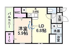 フジパレス今川II番館 1LDKの間取図画像