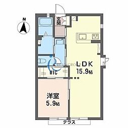 シティーハイツ鞍作 1LDKの間取図画像