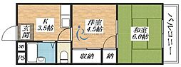 キッポー平野加美 2Kの間取図画像