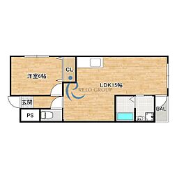 第2タナックマンション 1LDKの間取図画像
