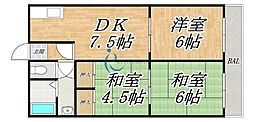 南野マンション 3DKの間取図画像