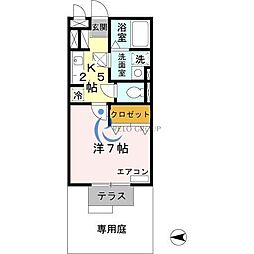 エクレール鷹合 1Kの間取図画像