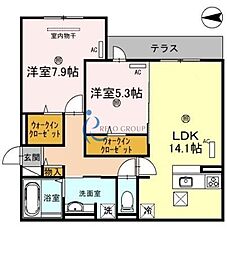 スペチアーレ巽中C棟 2LDKの間取図画像