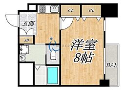 グローハイツ平野本町 1Kの間取図画像