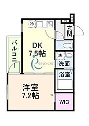 Fujipalace なでしこ北田辺 1DKの間取図画像