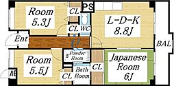 エレガンス巽 3LDKの間取図画像