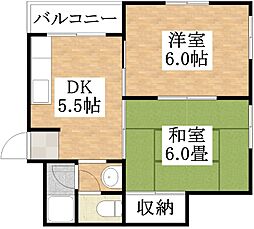 グランベガ平野南 2DKの間取図画像