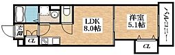 クリエオーレ瓜破東 1LDKの間取図画像