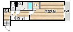(仮称)REGIA衣摺 A棟 1Kの間取図画像