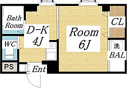 ゴッドフィールド3 1DKの間取図画像