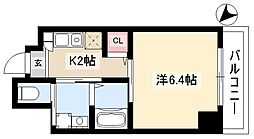 ワイズタワー新栄 6階1Kの間取り
