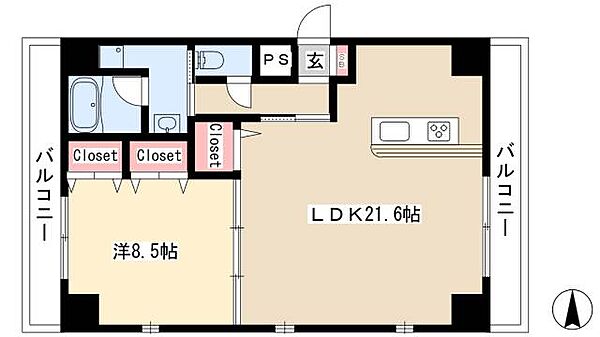 サンエスケーイワタ丸の内 ｜愛知県名古屋市中区丸の内1丁目(賃貸マンション1LDK・6階・67.32㎡)の写真 その2