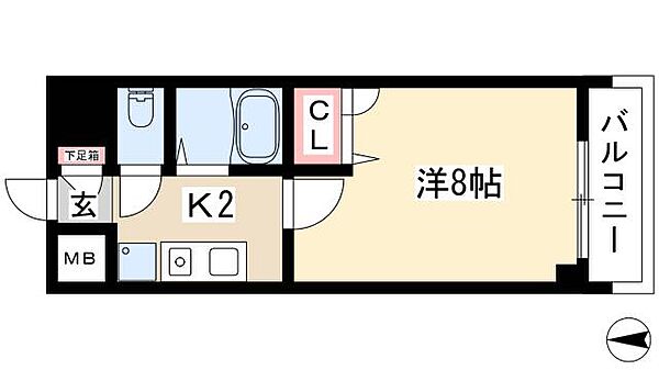 現代ハウス大須 ｜愛知県名古屋市中区大須2丁目(賃貸マンション1K・9階・23.35㎡)の写真 その2