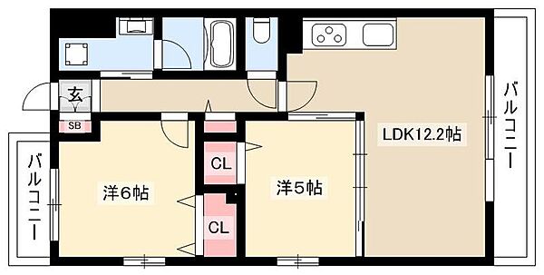 メイベニール ｜愛知県名古屋市中村区長戸井町2丁目(賃貸マンション2LDK・1階・53.59㎡)の写真 その2