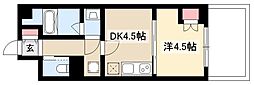 桜ヒルズ黄金 8階1DKの間取り