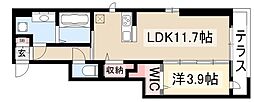 エスペランサ春岡 1階1LDKの間取り