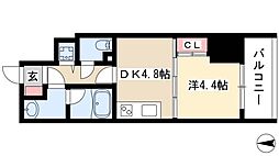 さくらHills NISHIKI Platinum Residence 3階1DKの間取り