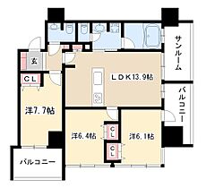 さくらHills NISHIKI Platinum Residence  ｜ 愛知県名古屋市中区錦2丁目12番32号（賃貸マンション3LDK・14階・76.53㎡） その2