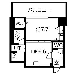 さくらHills NISHIKI Platinum Residence 12階1DKの間取り