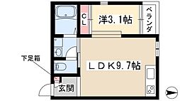 エステート西高蔵 1階1LDKの間取り
