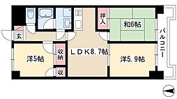 ジュフク松本 6階3LDKの間取り