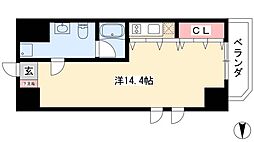ベレーサ名駅ウエスト 9階ワンルームの間取り