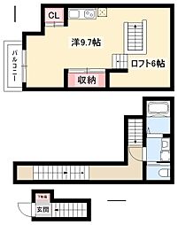 Raffine賑町 2階ワンルームの間取り