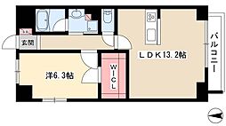 ムーランマグノリア 4階1LDKの間取り