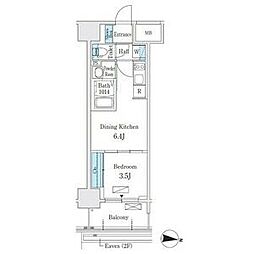 L&Cレジデンス鶴舞公園 4階1DKの間取り