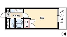 ヒルサイド今池 4階1Kの間取り