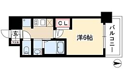 エステムコート名古屋ステーションクロス 2階1Kの間取り