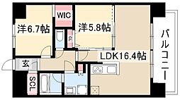 ラトゥール代官町EAST 8階2LDKの間取り