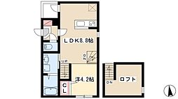 OAKWOOD VILLA 2階1LDKの間取り