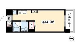 カスタリア伏見 5階ワンルームの間取り
