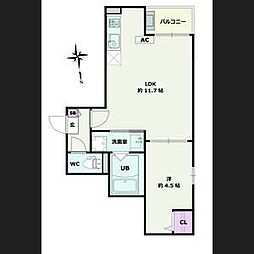 Jack osugiI 1階1LDKの間取り