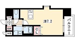 プレサンス名古屋駅前 6階ワンルームの間取り