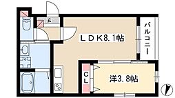 MOVE八田WEST 3階1LDKの間取り