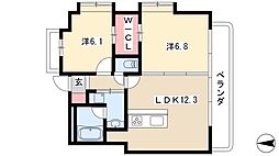 アーデン泉プレミア 5階2LDKの間取り