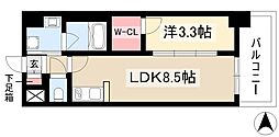 S-RESIDENCE烏森aureate(オリート) 11階1LDKの間取り
