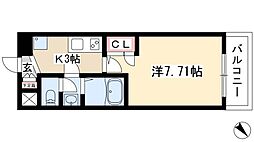 アルフィーレ新栄 7階1Kの間取り