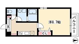 トロワ浄心 2階1Kの間取り