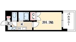パルティール城西 9階1Kの間取り