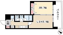 CASAα名駅南 9階1LDKの間取り