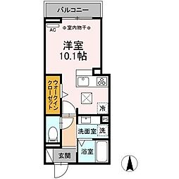 アリヴィオ 2階ワンルームの間取り