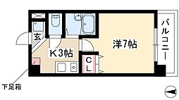 パークフラッツ金山 10階1Kの間取り